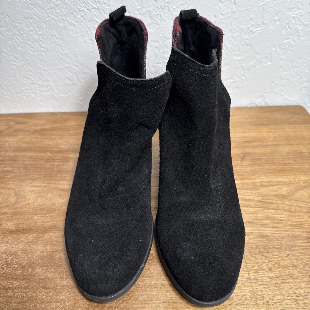 Minnetonka Ankle Boots Size 8 Black Leather Red Grey Woven Aztec Style Western - Picture 2 of 10